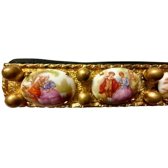 Vintage Italian 1950s Black Corded Evening Bag with Porcelain Cameo Clasp - Picture 11 of 13